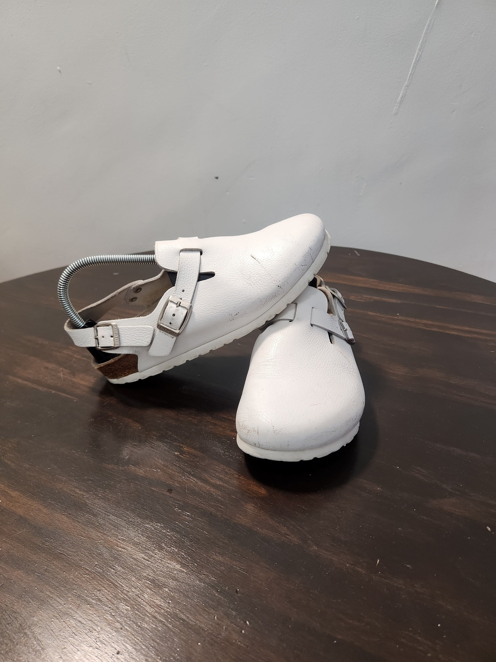Birkenstock Tokio Leather Clogs White Professional Nurse Size EU39/US8-8.5